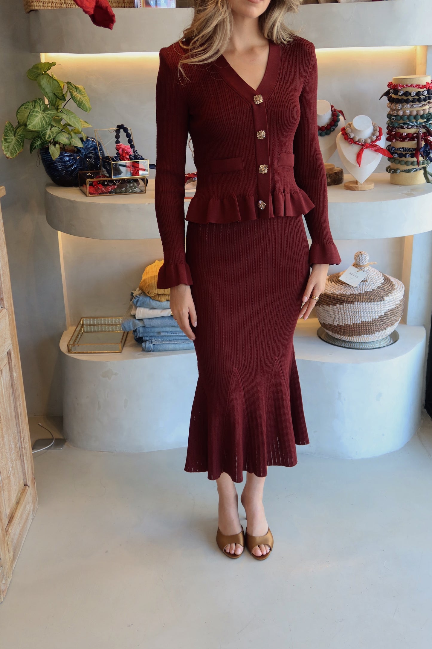 Charleston - Knit Set Skirt Burgundy