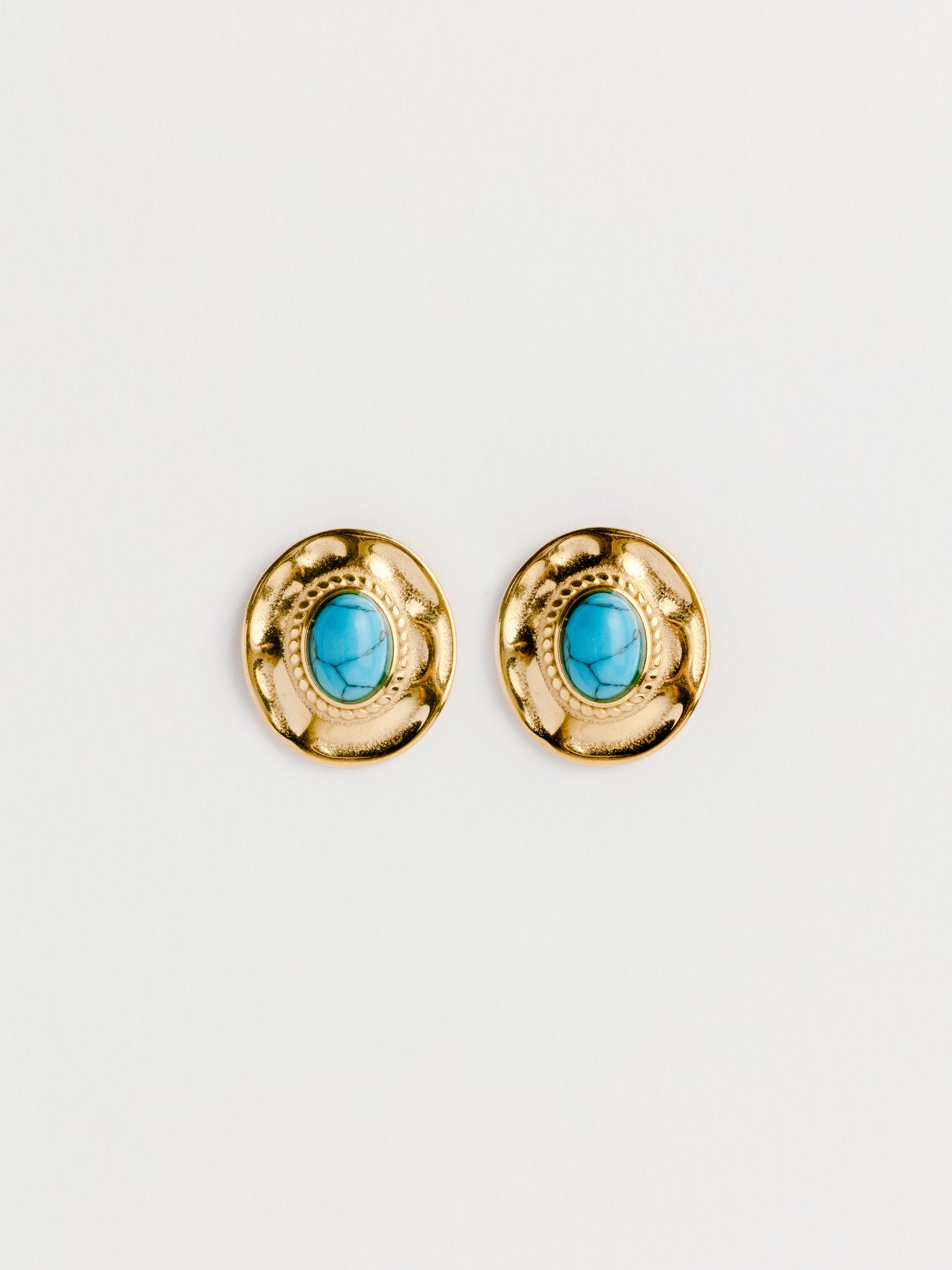 TURQUOISE OVAL STUDS - Earrings