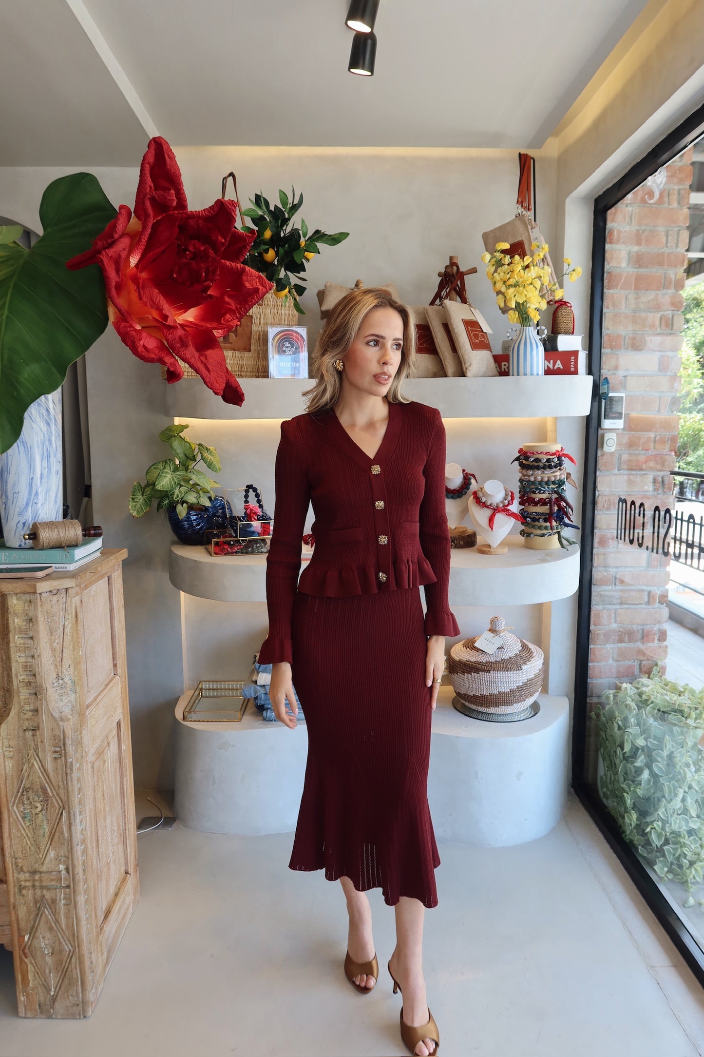 Charleston - Knit Set Skirt Burgundy