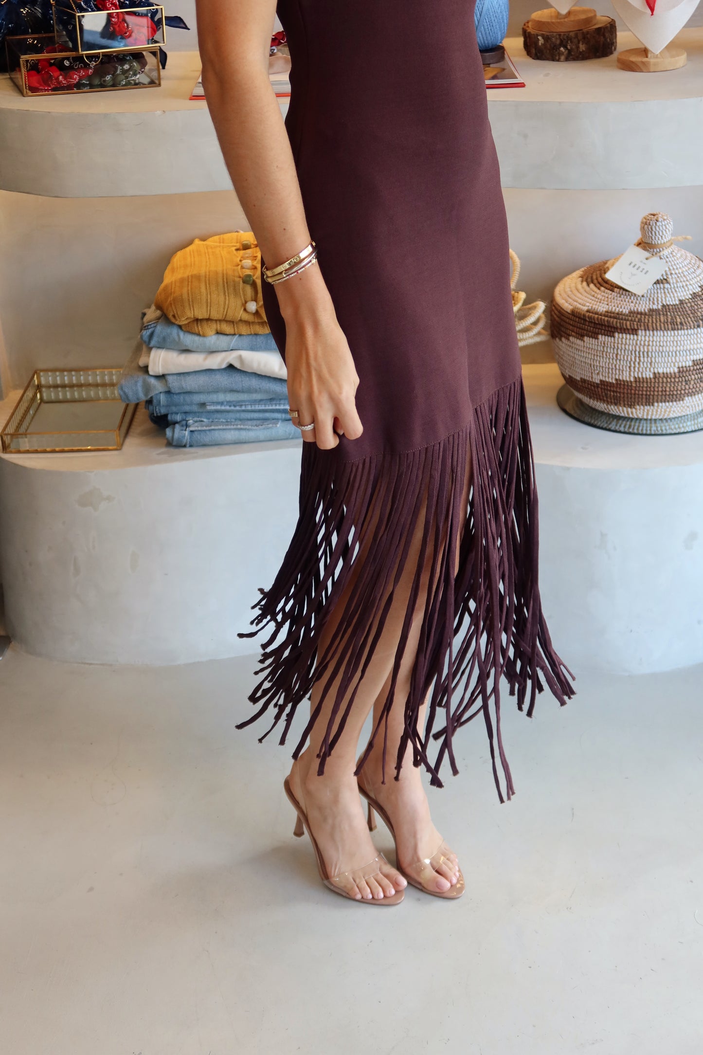 Sydney - Brown Fringe Dress