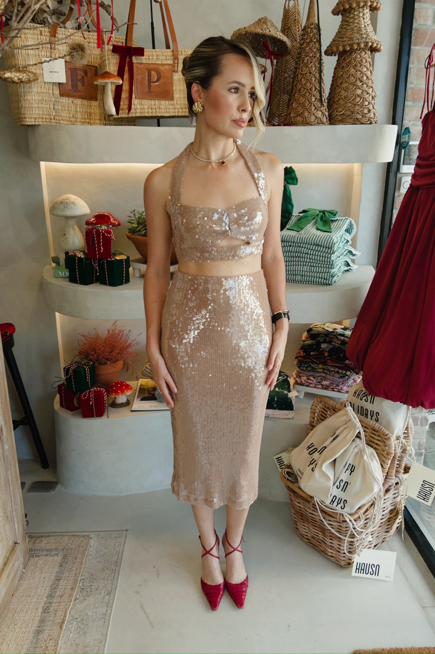 Ringing In The New Year - Beige Sequin Set