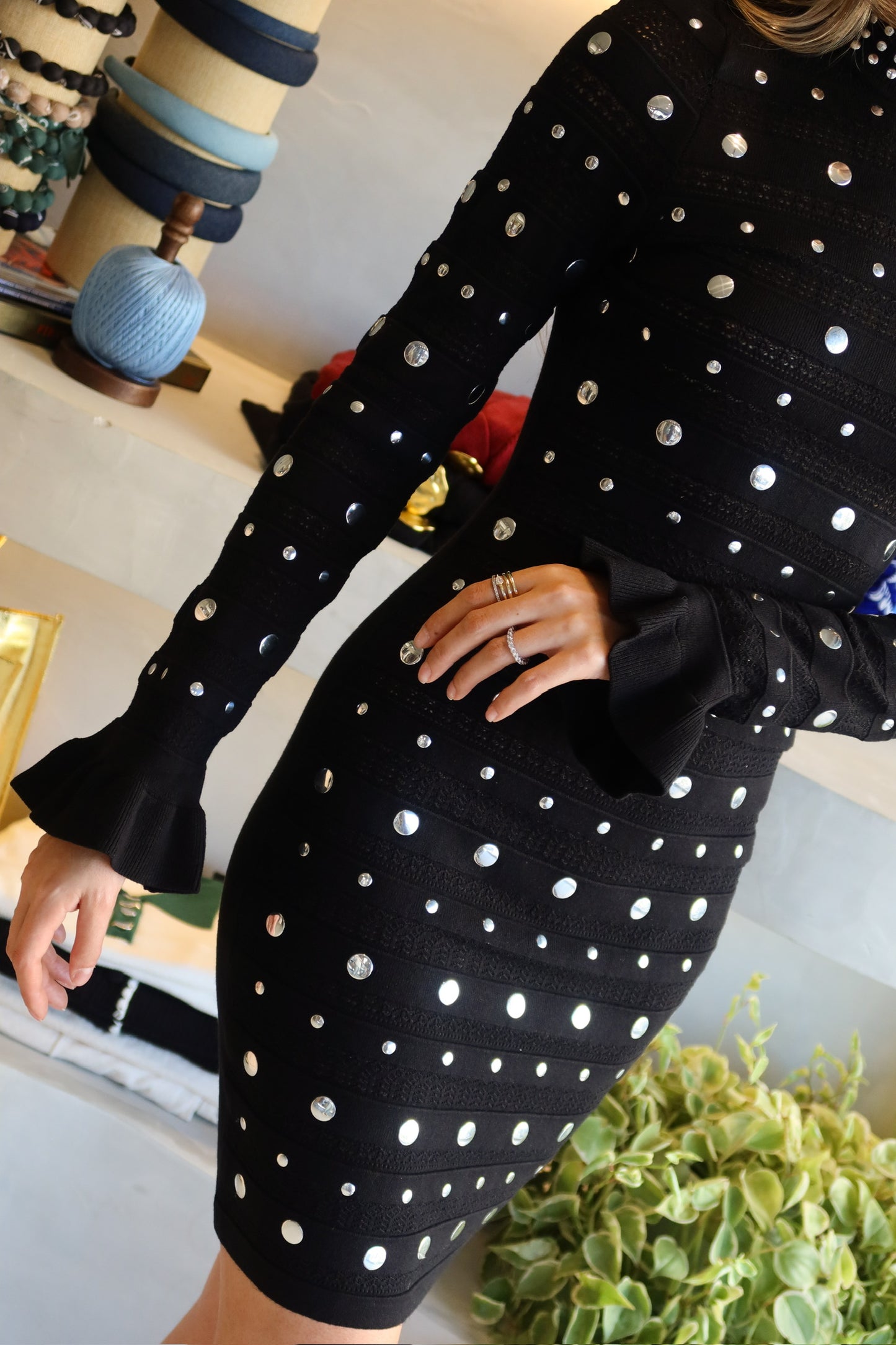 Milano - Black Studded Mini Dress