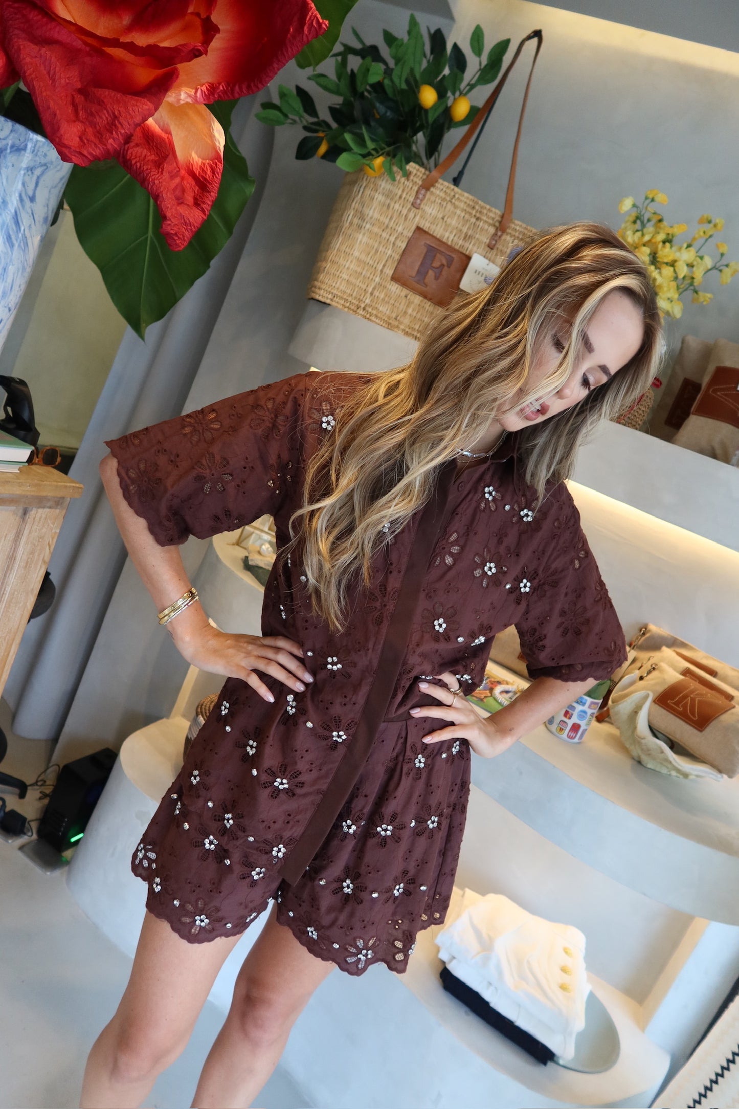 Cancun Calling - Brown Short Set