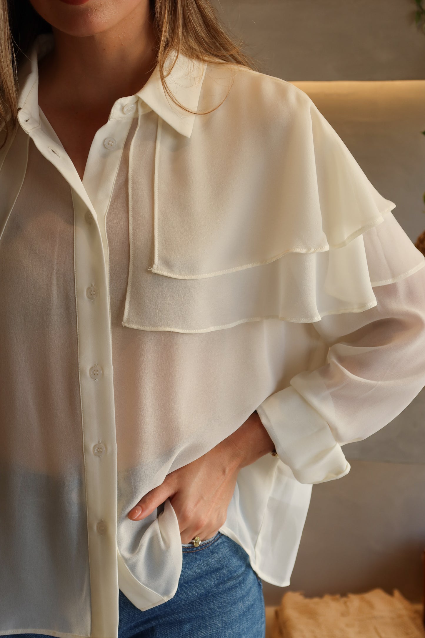 Naples - Sheer Cape Blouse