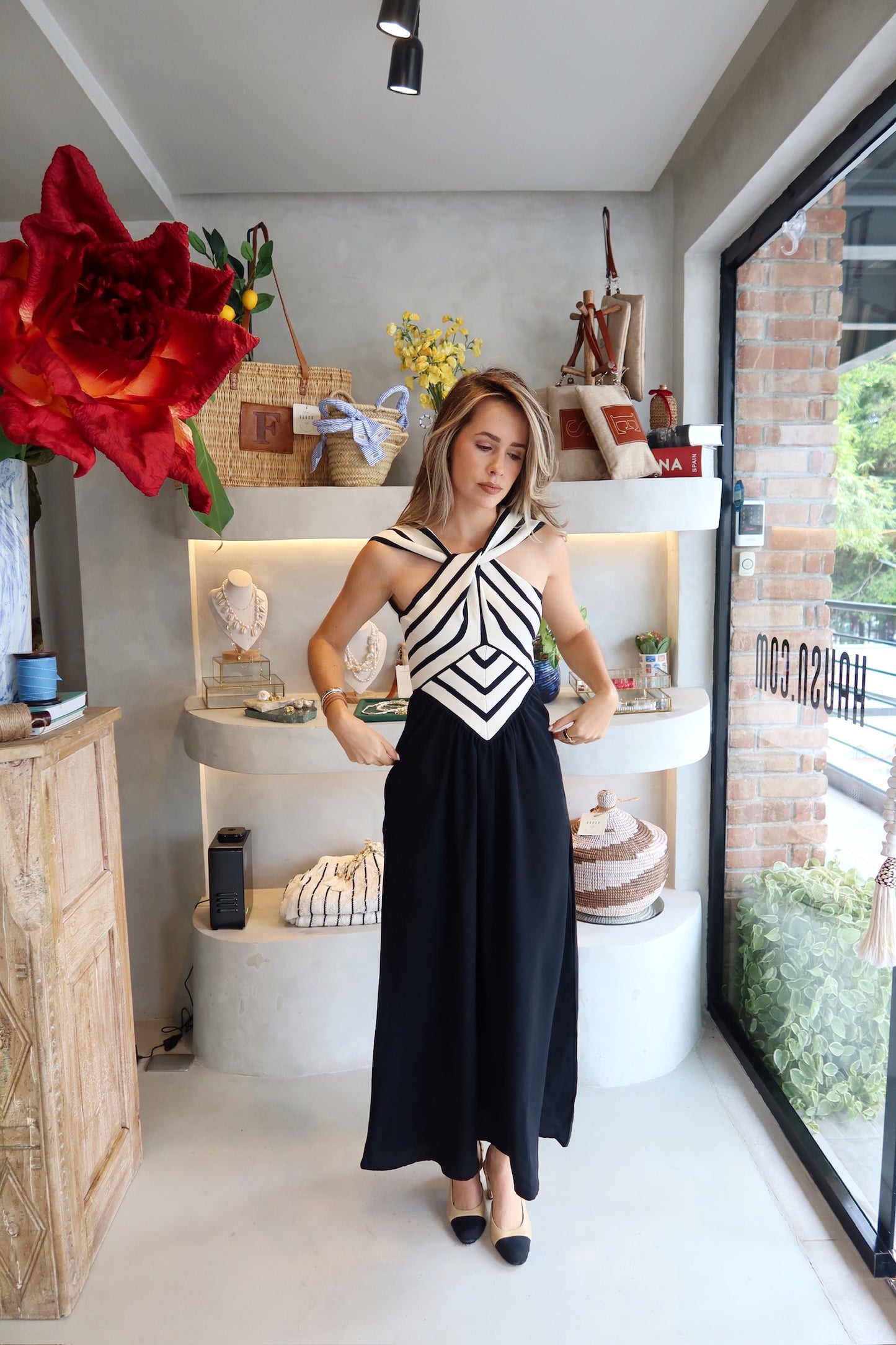 Heidi - B&W Stripes Dress