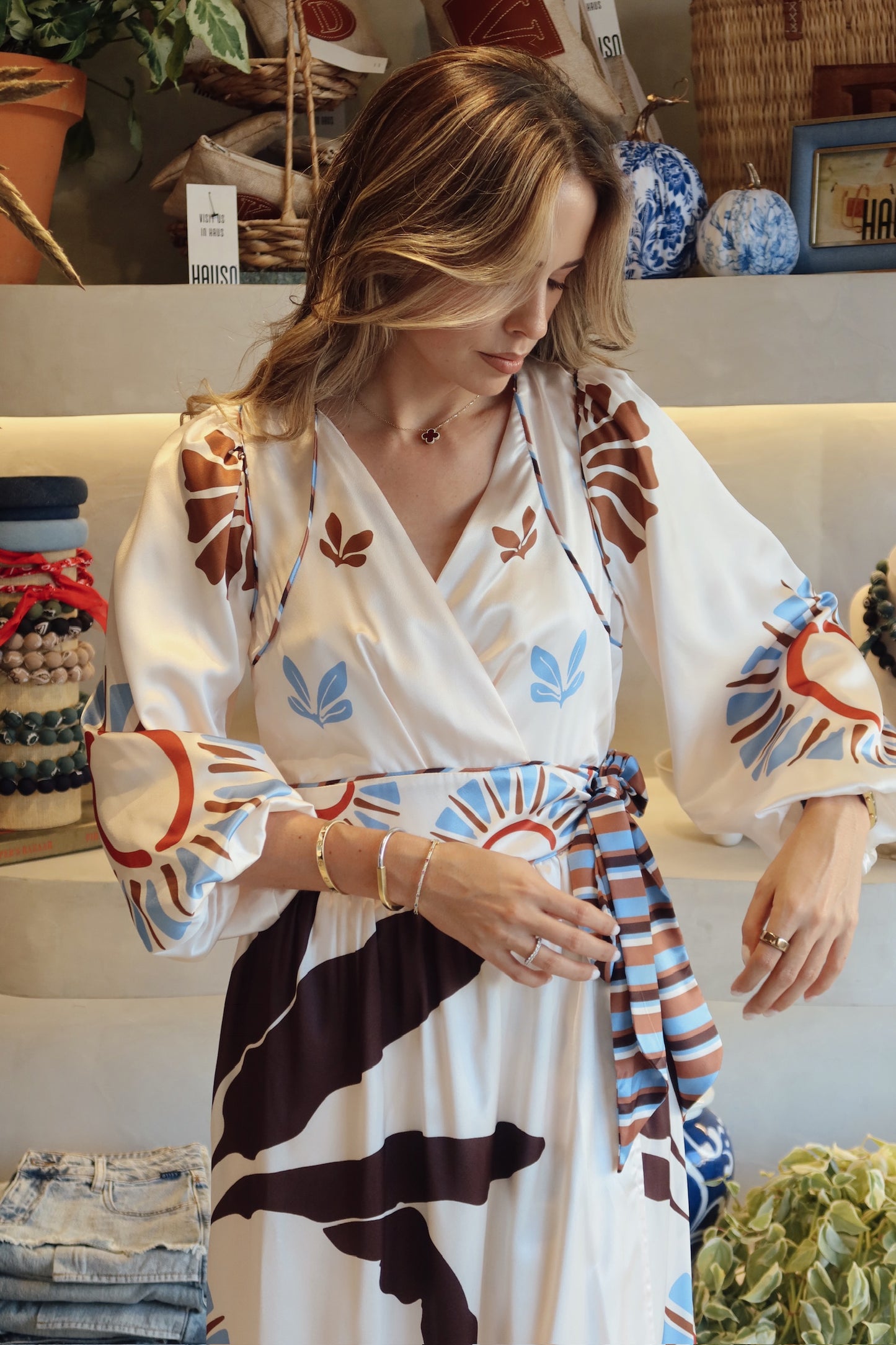 Golden Hour Getaway - Satin Print Dress