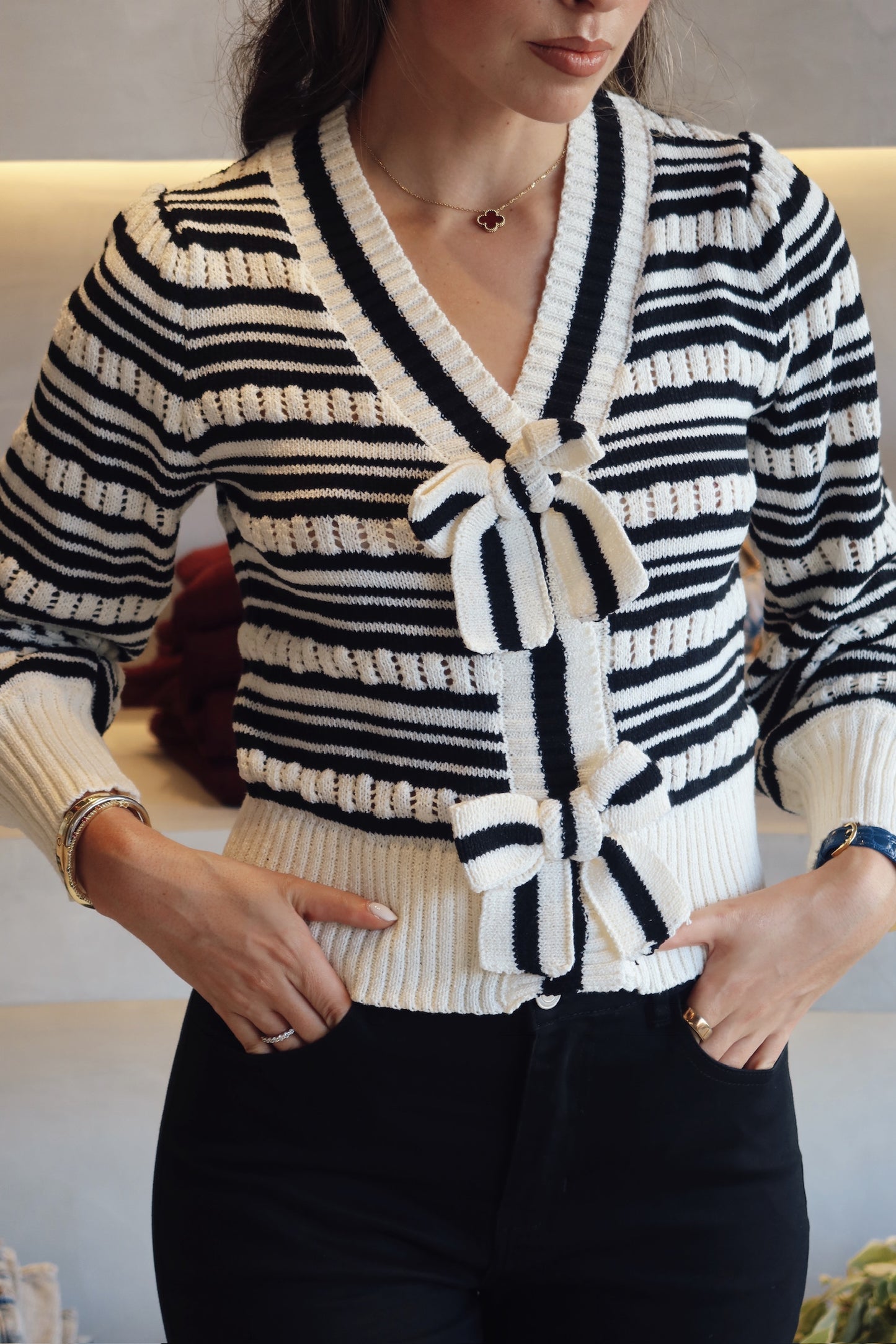 Jet Lag Knit - Bow Sweater