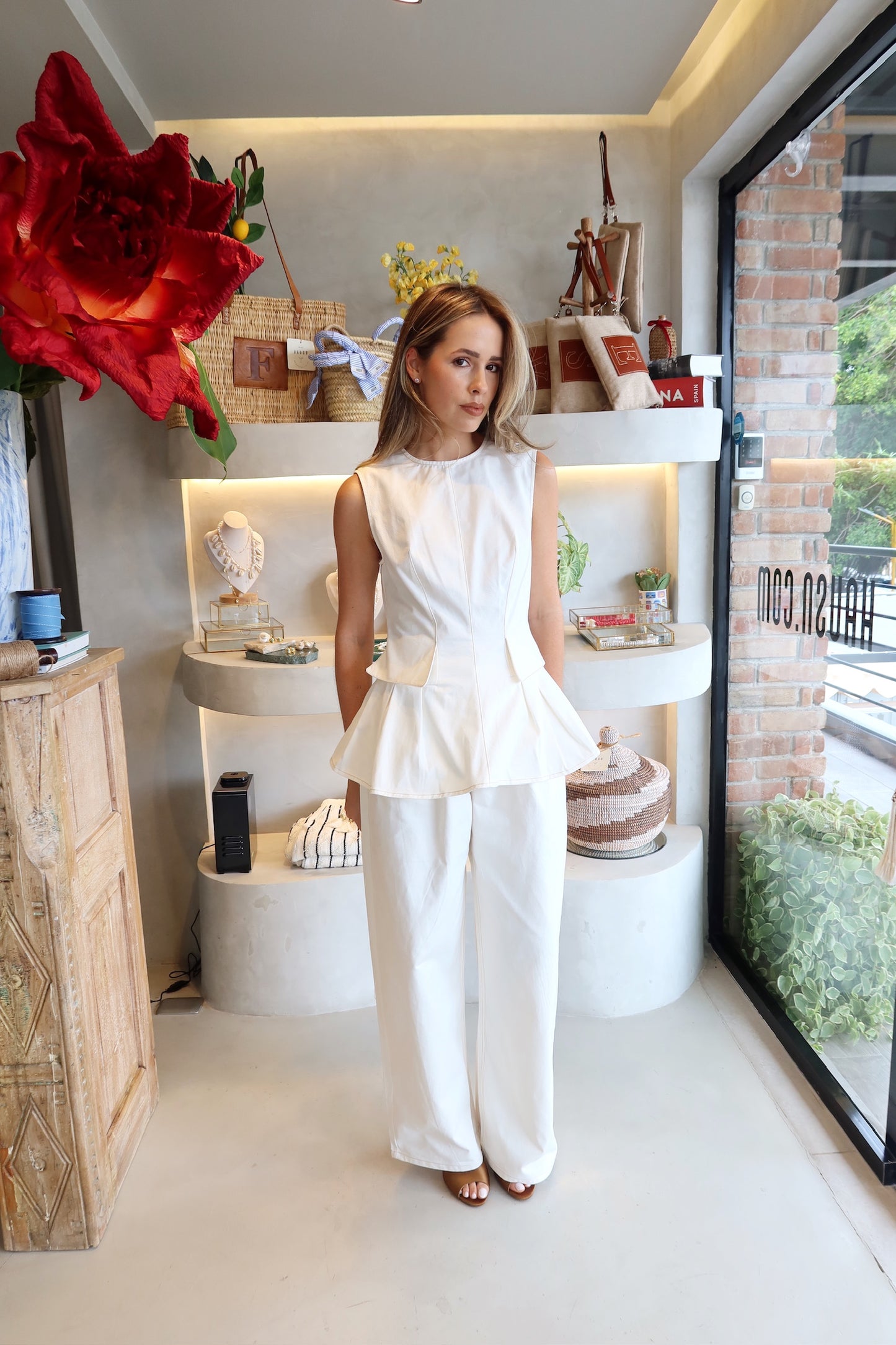 Sagaponack - Ivory Peplum Pant Set