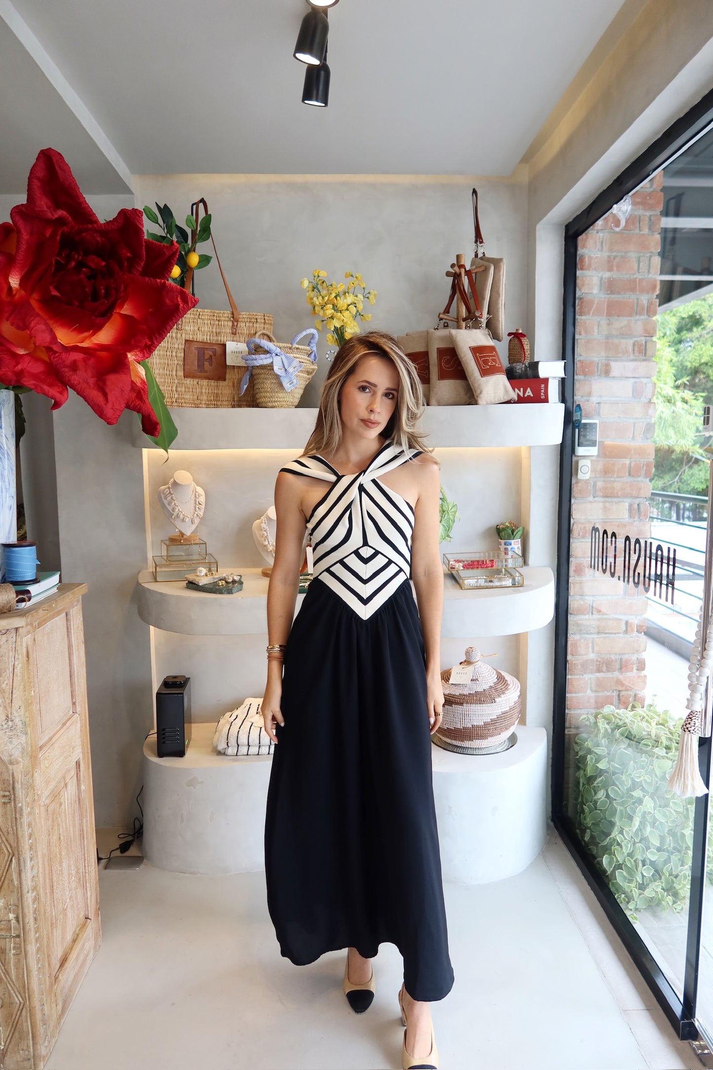 Heidi - B&W Stripes Dress