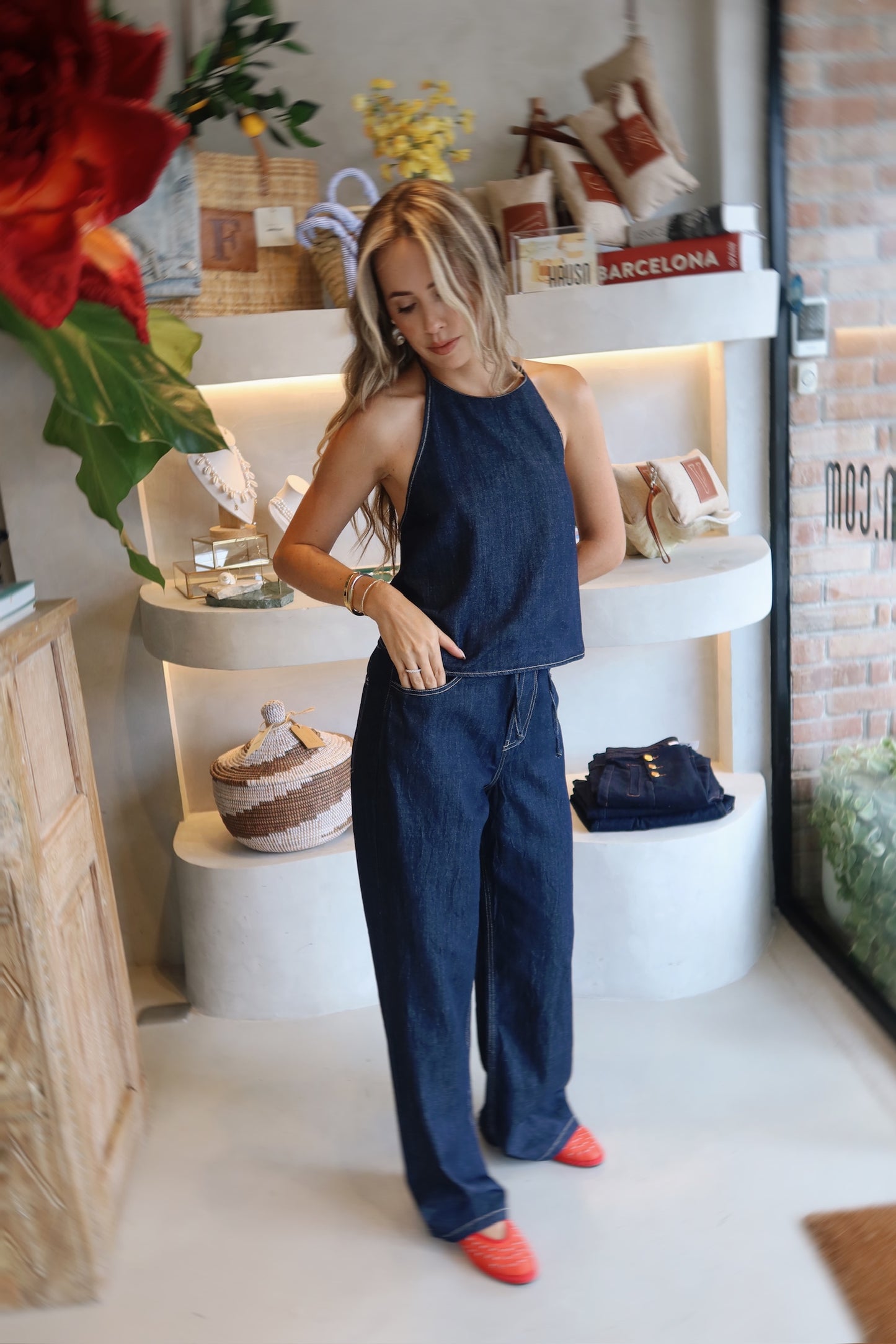 The Vero - Halter Denim Set