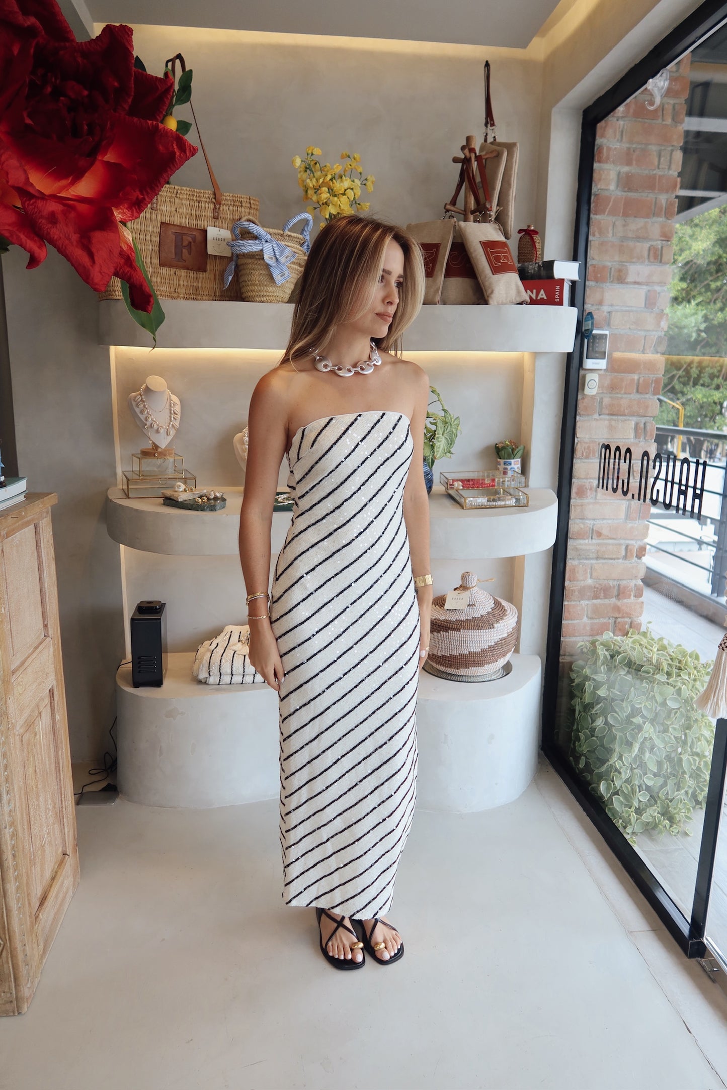 Cabo - B&W Back Sequin Dress