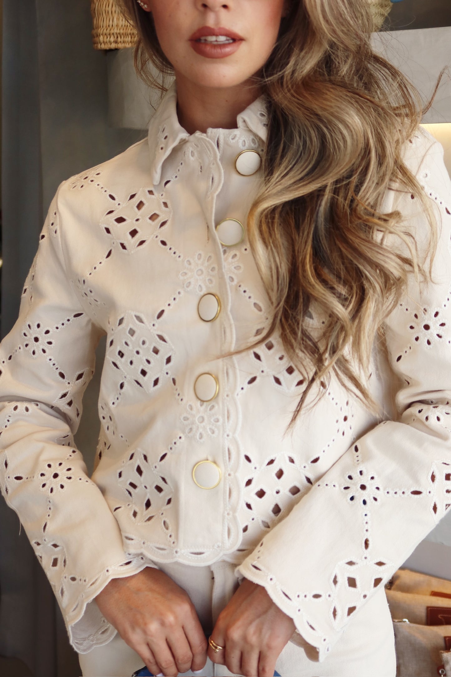 The Gabriela - Beige Eyelet Set