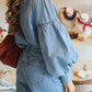 Marfa - Denim Tie Neck Blouse