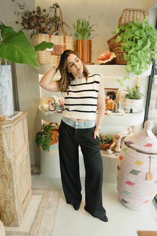 Lia - Two Tone Denim Trousers (Pants Only)