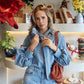 Marfa - Denim Tie Neck Blouse