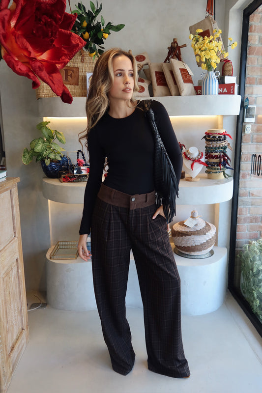 The Gaby - Plaid Contrast Pants