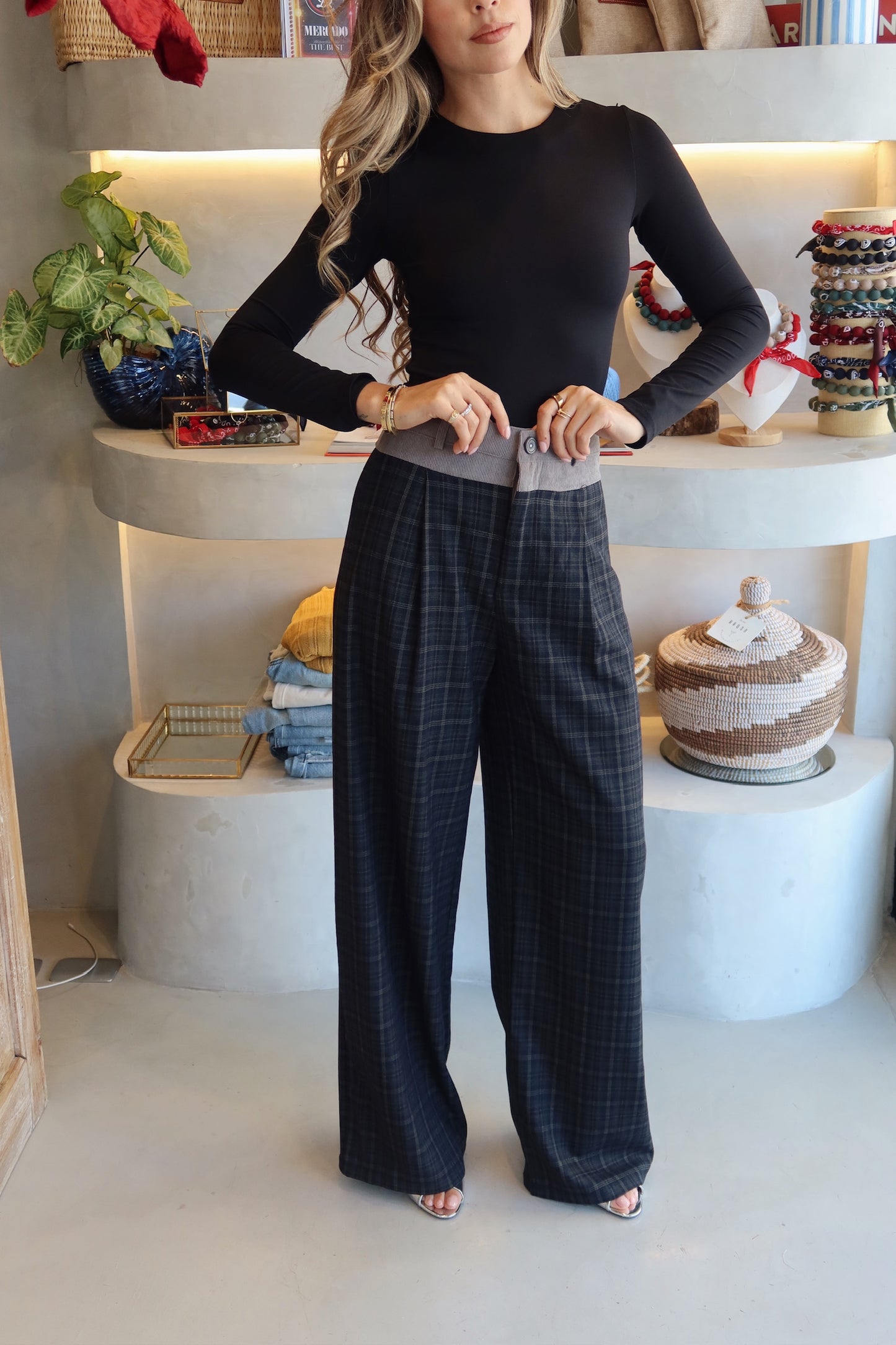The Gaby - Plaid Contrast Pants