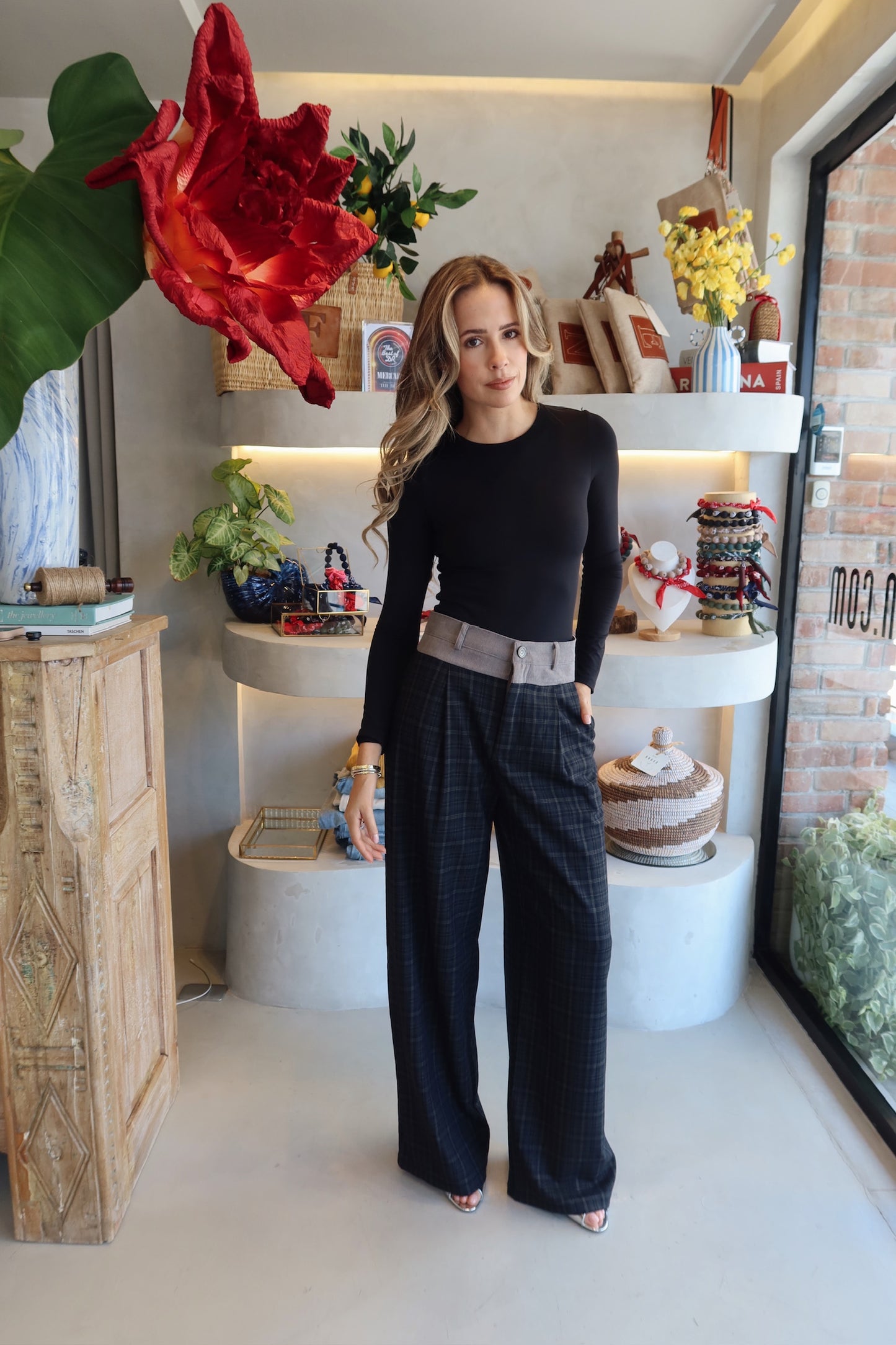 The Gaby - Plaid Contrast Pants
