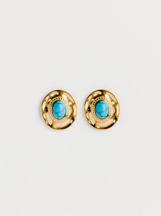 TURQUOISE OVAL STUDS - Earrings