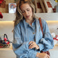 Marfa - Denim Tie Neck Blouse
