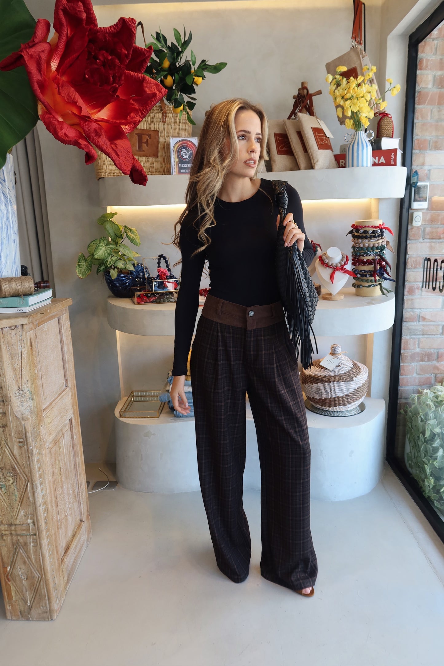 The Gaby - Plaid Contrast Pants