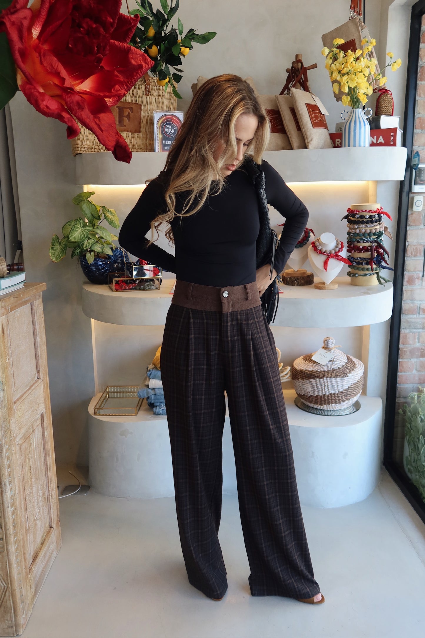 The Gaby - Plaid Contrast Pants