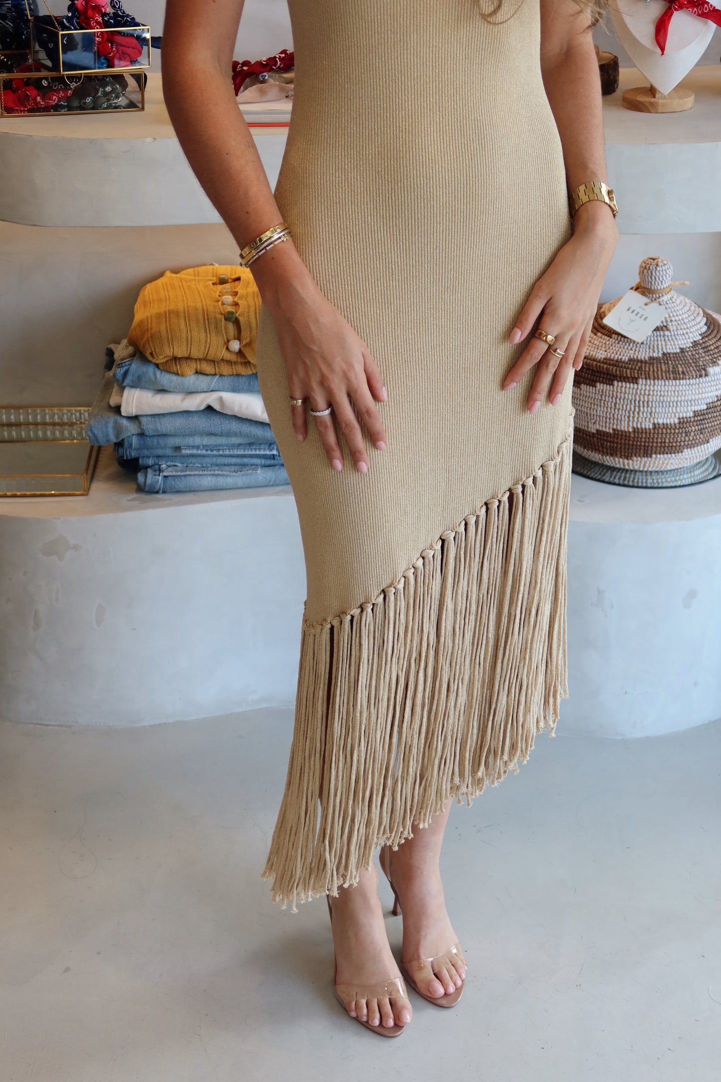 Pacha - Gold Fringe Dress