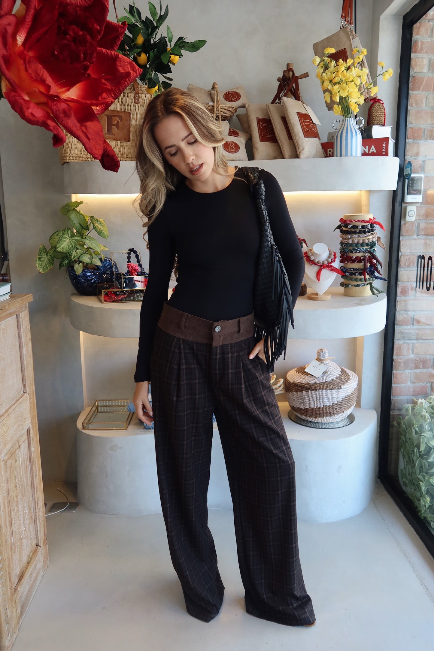 The Gaby - Plaid Contrast Pants