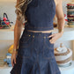 Downtown - Mini Denim Skirt Set