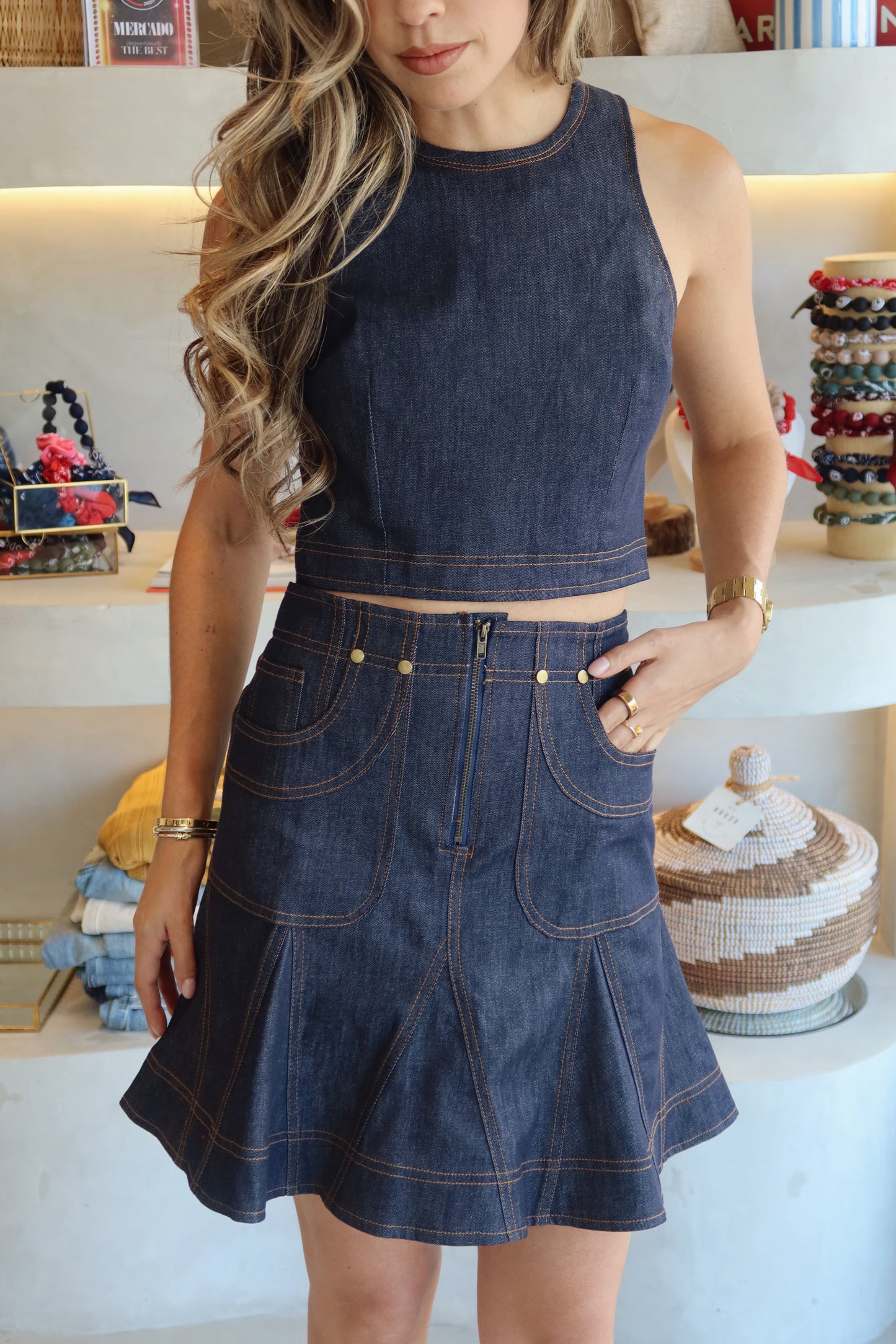 Downtown - Mini Denim Skirt Set