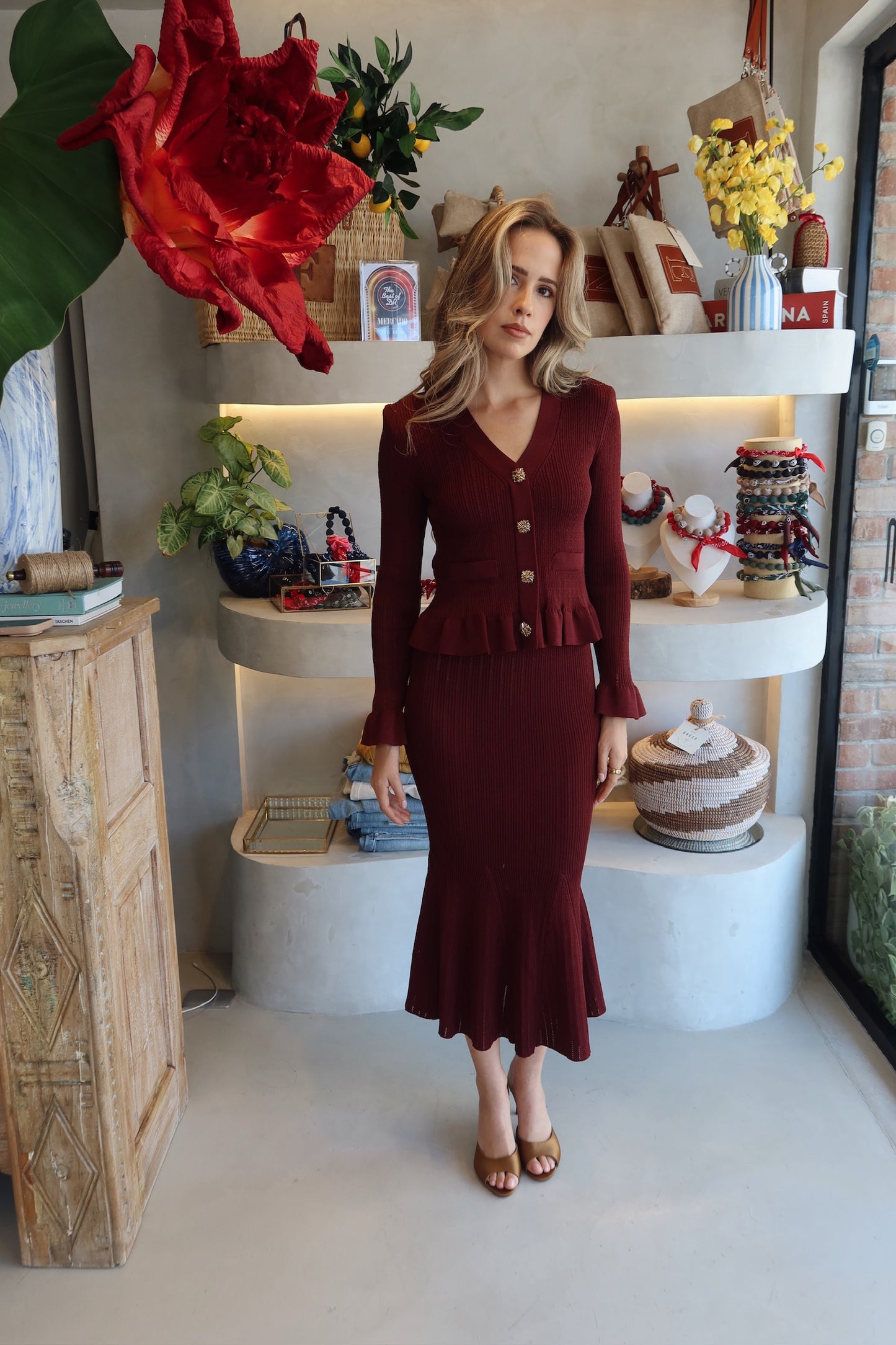 Charleston - Knit Set Skirt Burgundy