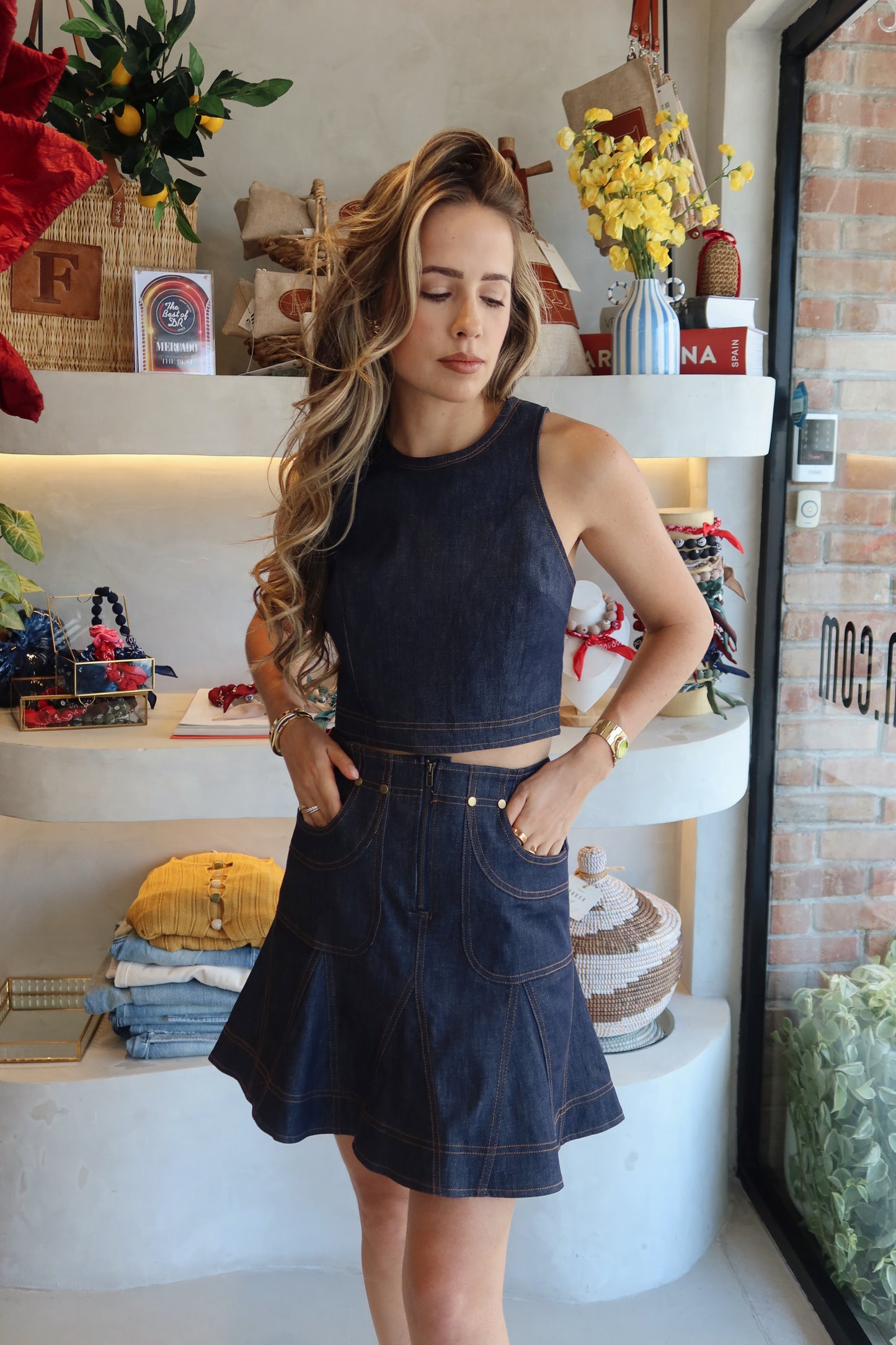 Downtown - Mini Denim Skirt Set