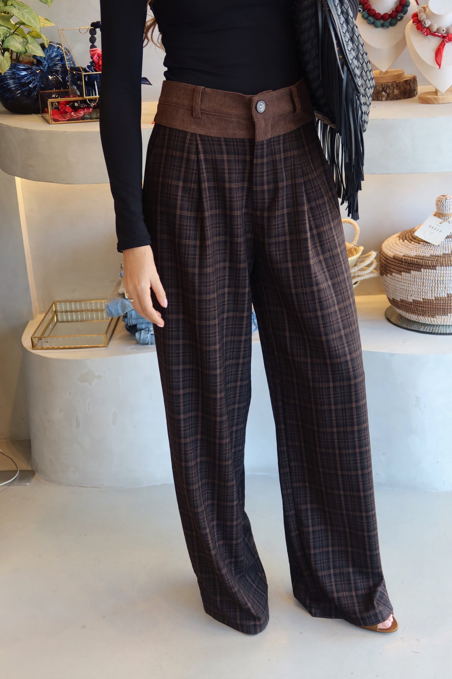 The Gaby - Plaid Contrast Pants