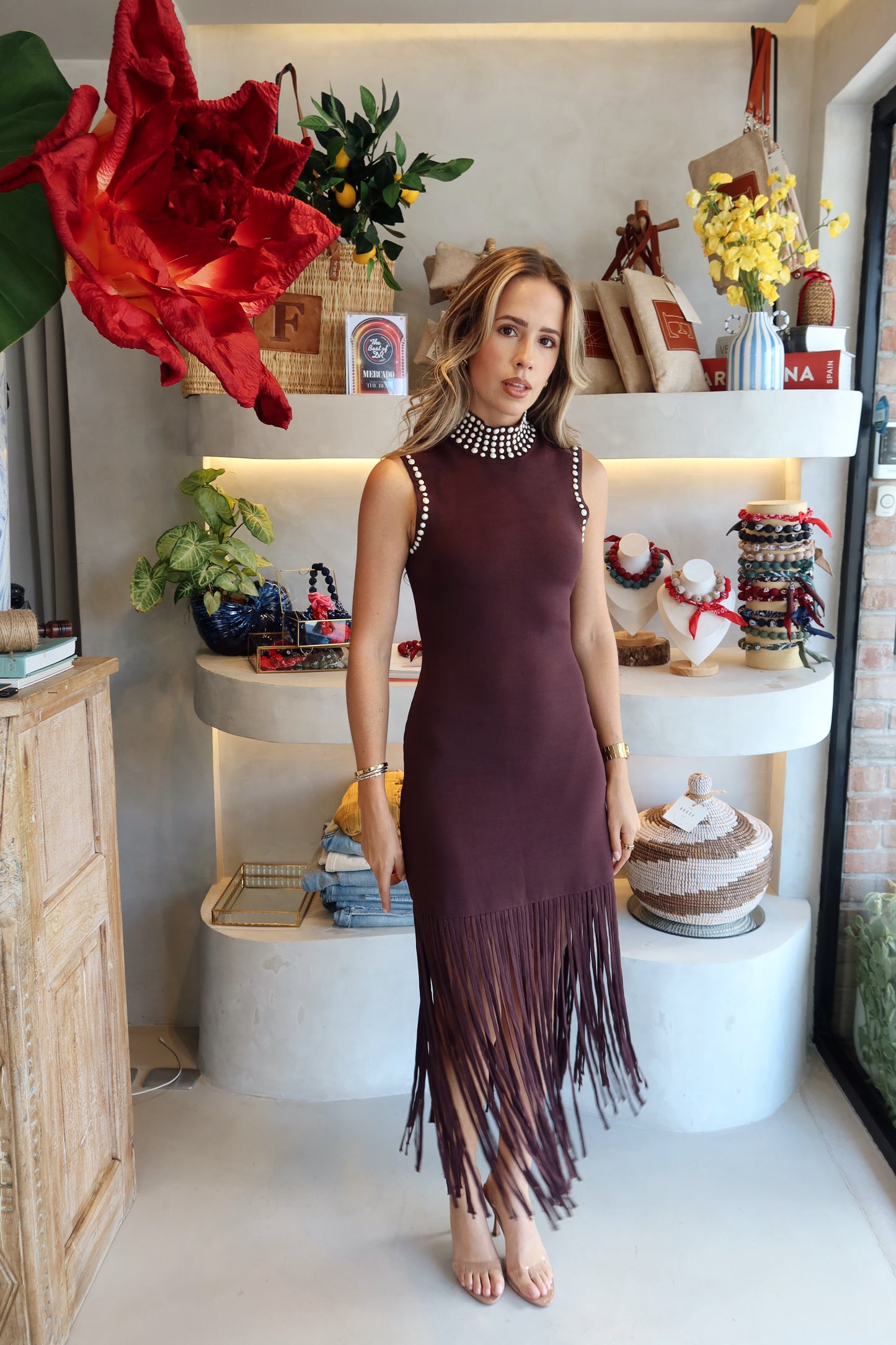 Sydney - Brown Fringe Dress