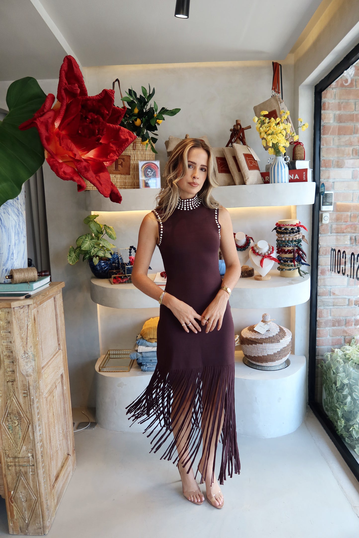 Sydney - Brown Fringe Dress
