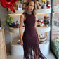 Sydney - Brown Fringe Dress