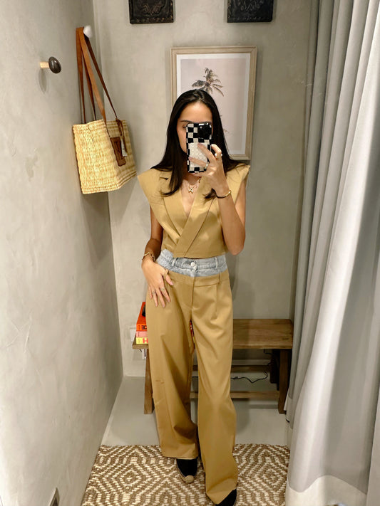 Lía - Two Tone Denim Trouser Set