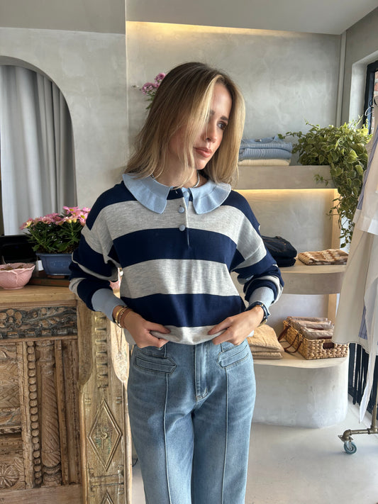 Boston - Stripe Polo Sweater