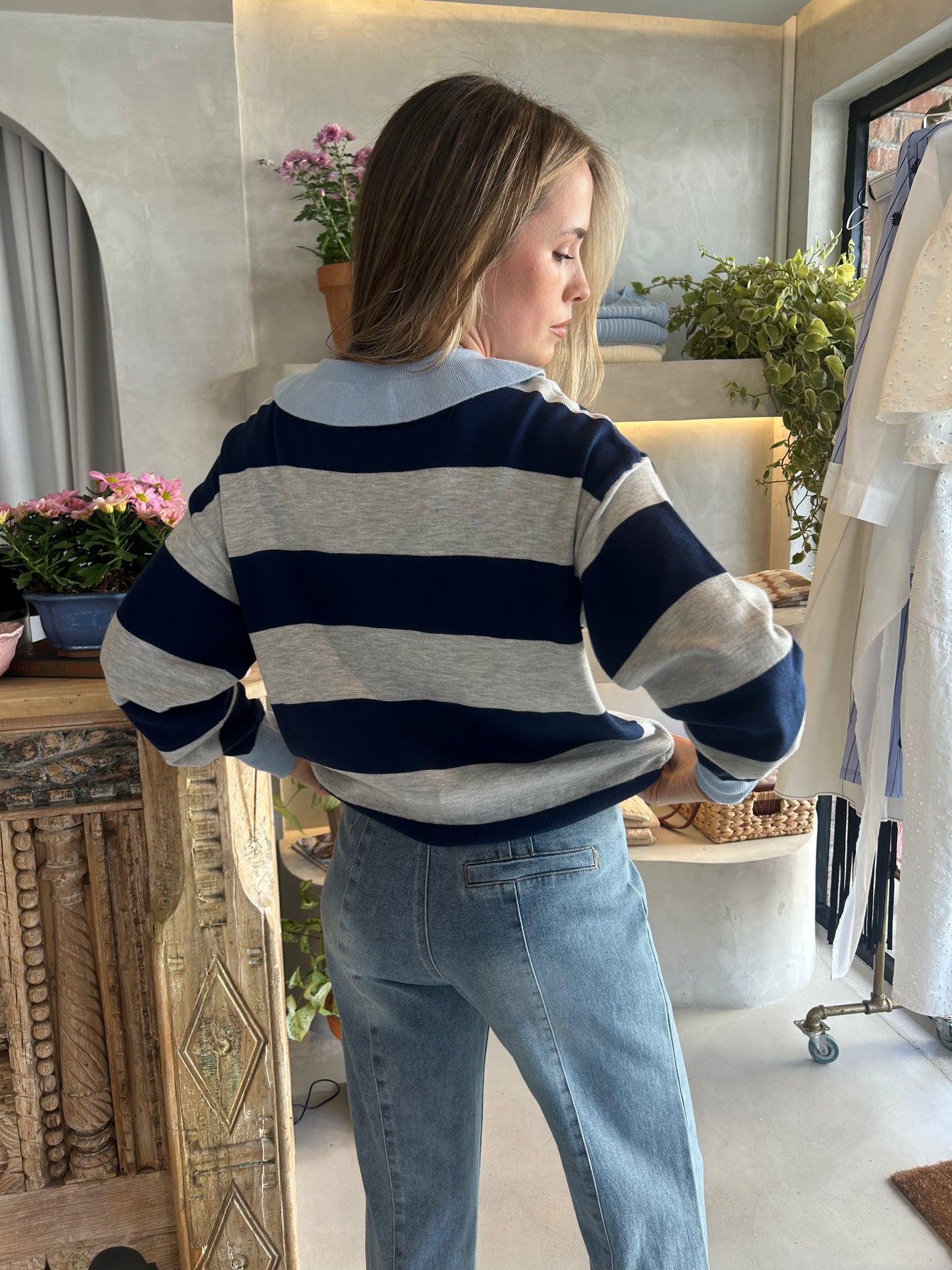 Boston - Stripe Polo Sweater