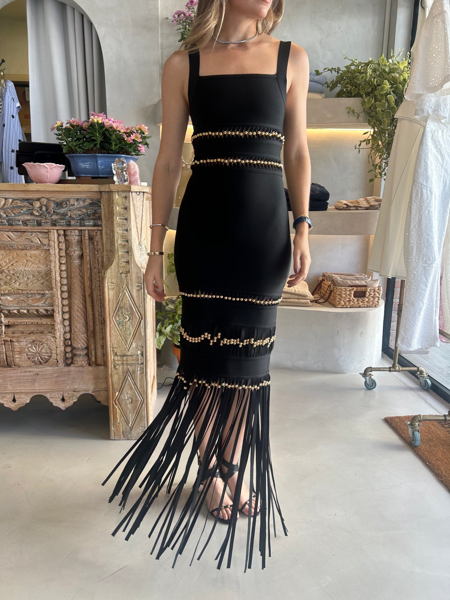 St Barths - Black Fringe Dress