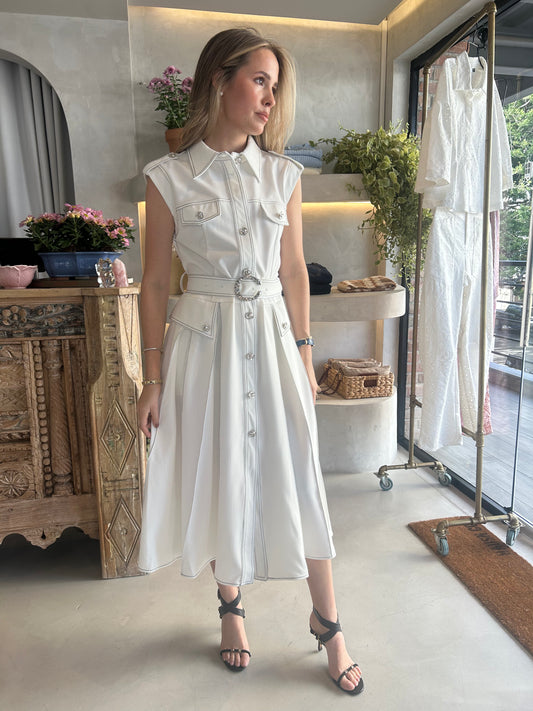 Cape May - White Belt Dress