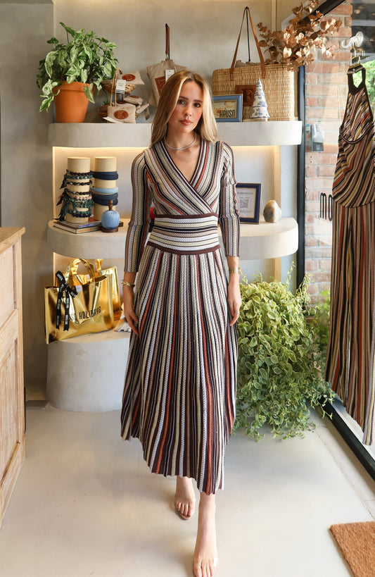 Chavon - Knit Stripe Midi Dress