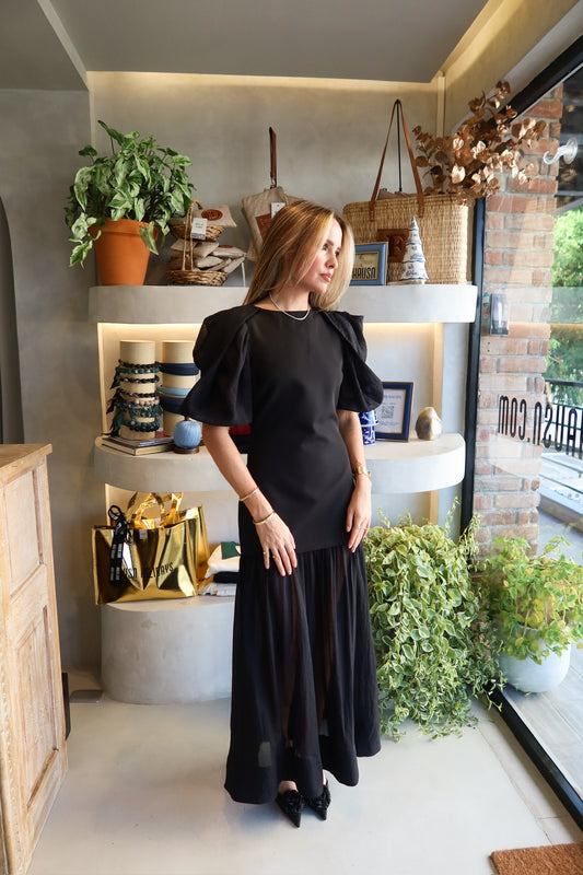 Irma - Black Layered Maxi Dress