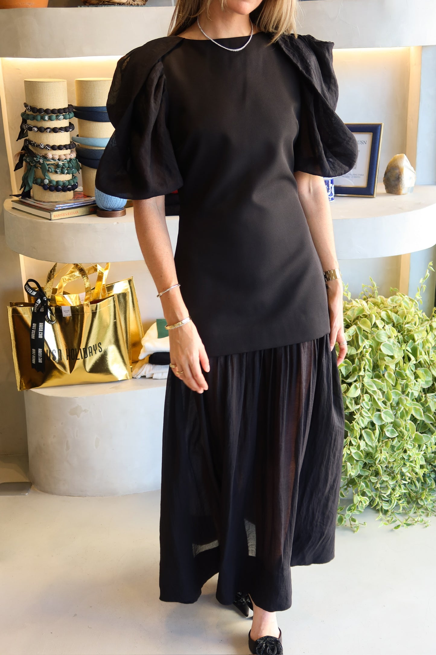 Irma - Black Layered Maxi Dress