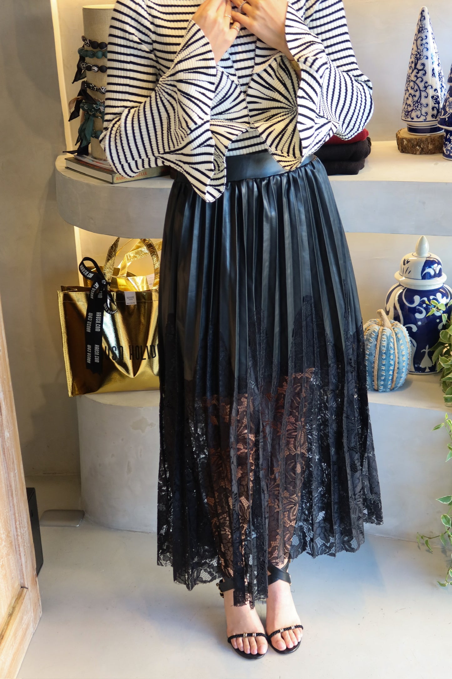 Madrid - Lace Leather Skirt
