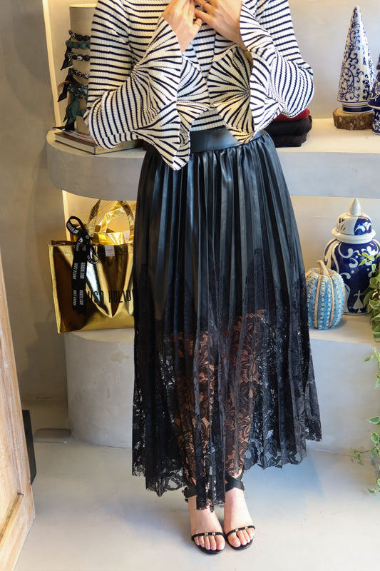 Madrid - Lace Leather Skirt