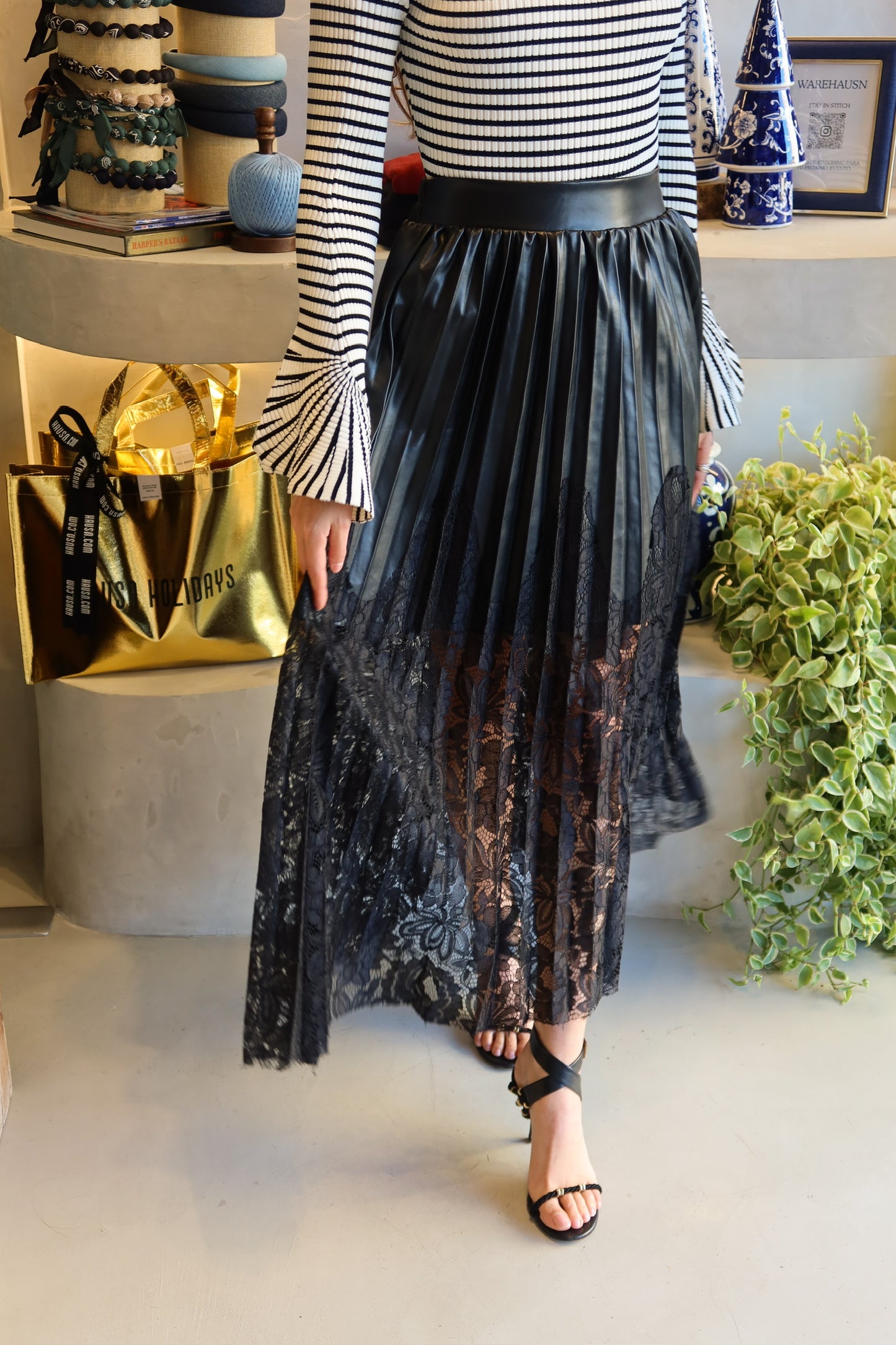Madrid - Lace Leather Skirt
