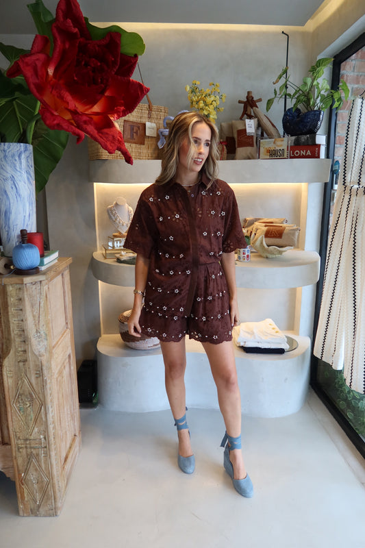 Cancun Calling - Brown Short Set