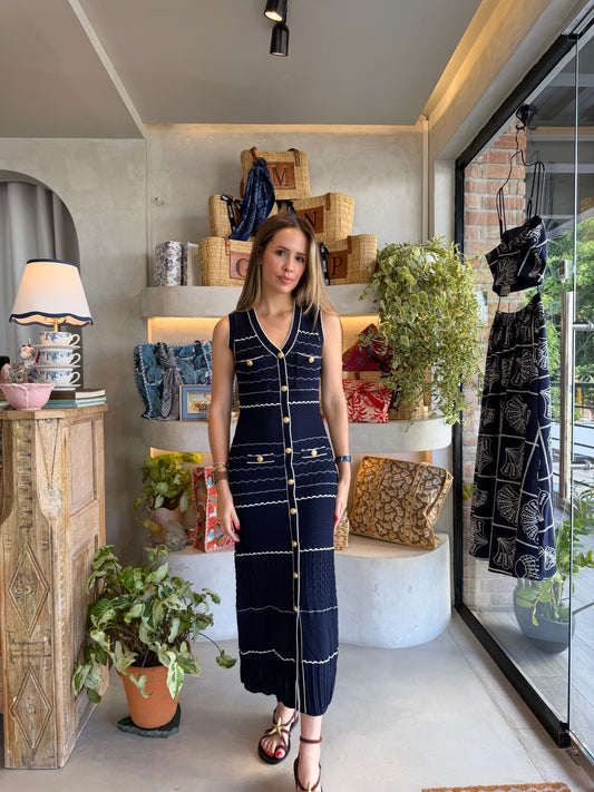 Palm Harbor Marina - Navy Knit Dress