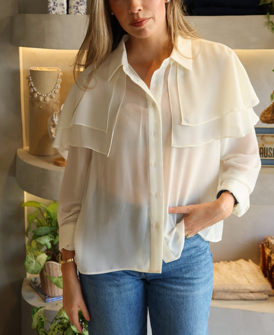 Naples - Sheer Cape Blouse